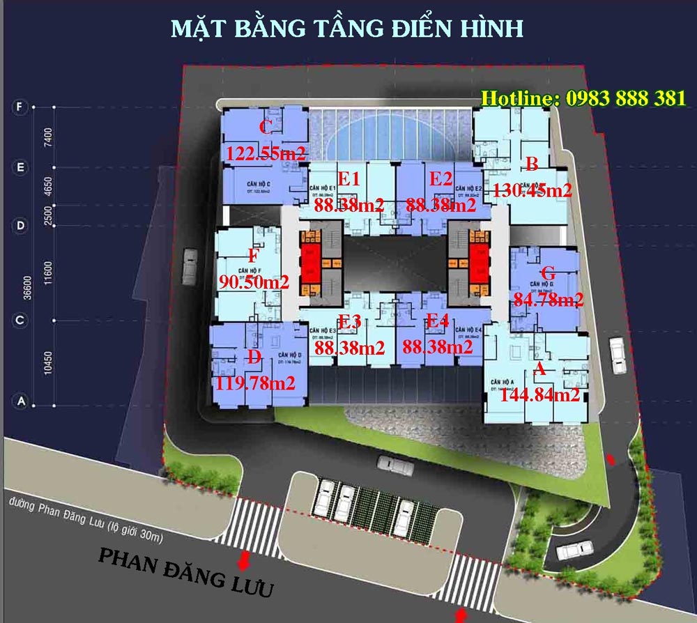 Mặt bằng tầng điển hình căn hộ Satra Phan Đăng Lưu quận Phú Nhuận